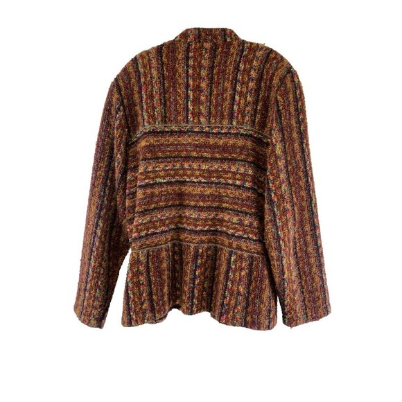 BOGO Canvasbacks Plush Knit Jacket Multi Stripe Pattern Button Shoulder Pads L - Picture 7 of 14